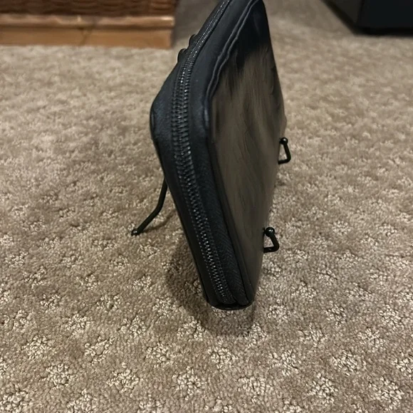 Chanel Camillia Authentic Rare Long Black Leather Zipper Wallet - Picture 4 of 16